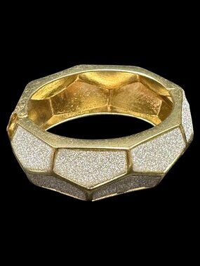 Gold and Silver Tone Bangle Bracelet Geometric Shapes